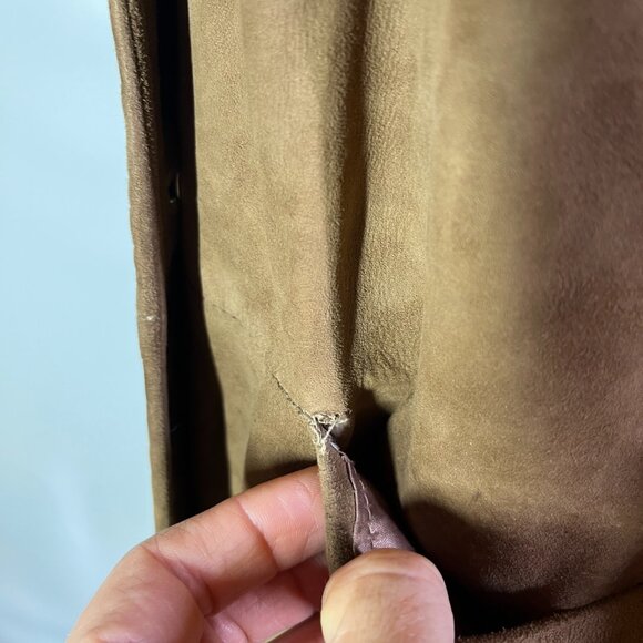 Vintage 60s Jacqueline's Feminine Apparel Memphis Nubuck Leather Coat Fur Collar - Picture 12 of 16